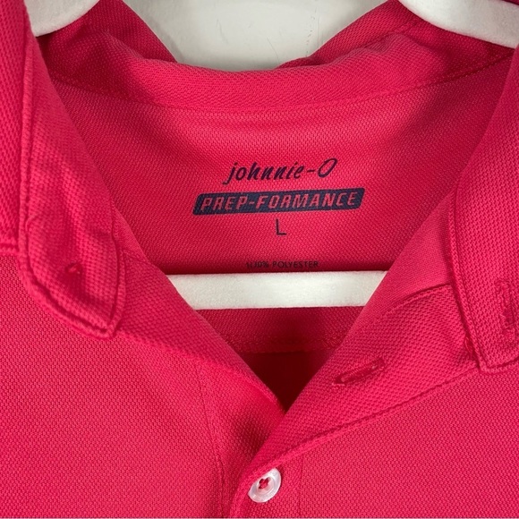 Johnnie-O Mens Large Polo Prep-Formance Short Sleeve Shirt Top Red Pink Golf - Picture 5 of 8